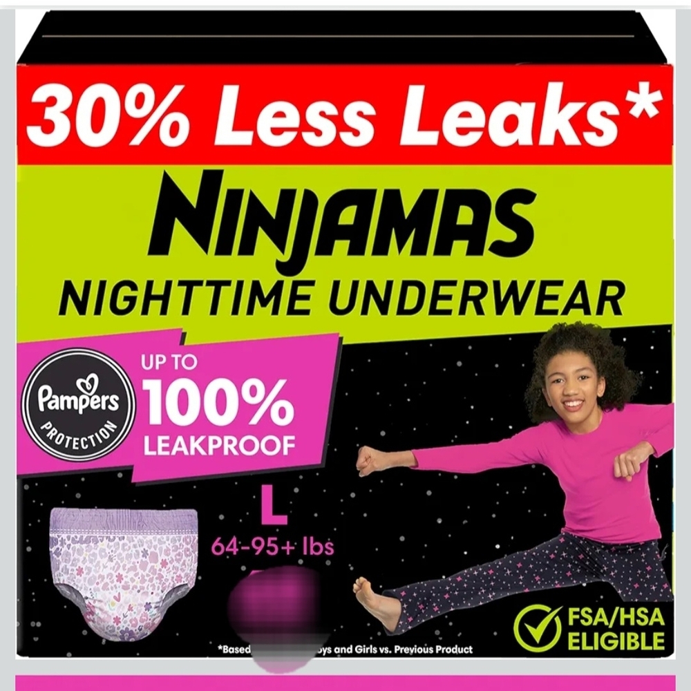 Ninja Nighttime Underwear for Kids - Pink and White
